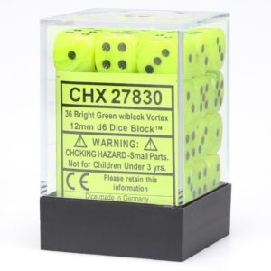 photo of Vortex Bright Green/Black 12mm d6 Dice Block