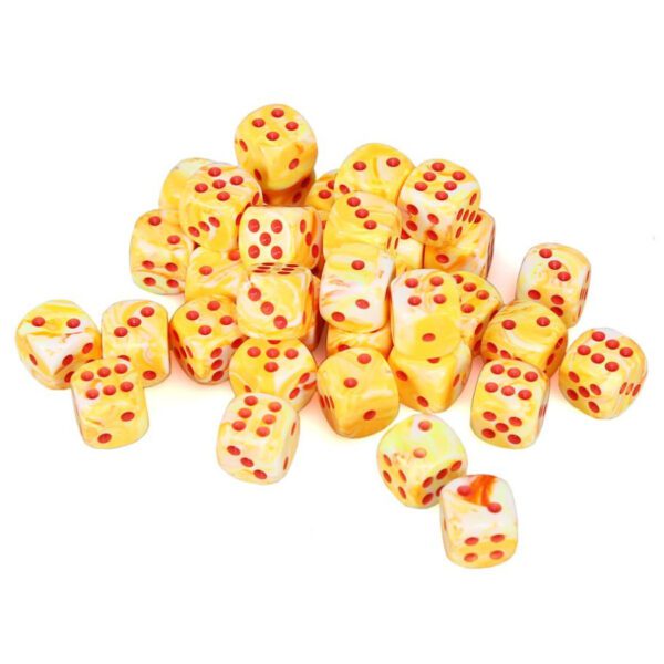 Festive Sunburst/Red 12mm d6 Dice Pile (36 Dice)