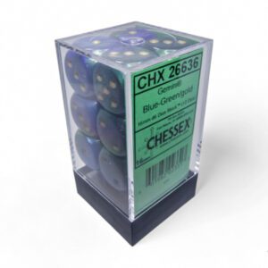 photo of Gemini Blue-Green/Gold 16mm d6 Dice Block