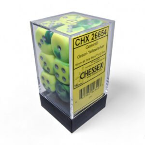 photo of Gemini Green-Yellow/Silver 16mm d6 Dice Block