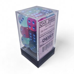 photo of Gemini Gel Green-Pink/Blue Luminary 16mm d6 Dice Block