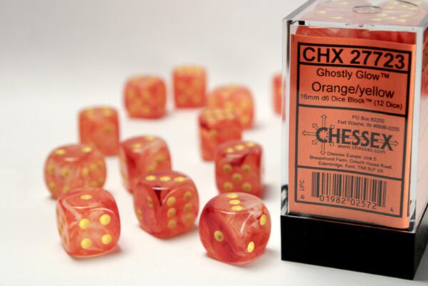 photo of Ghostly Glow Orange/Yellow 16mm d6 Dice Block