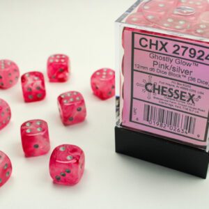 photo of Ghostly Glow Pink/Silver 12mm d6 Dice Block