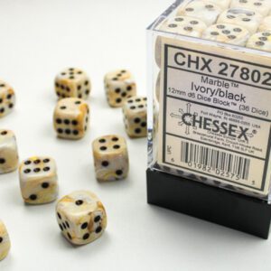 photo of Marble Ivory/Black 12mm d6 Dice Block