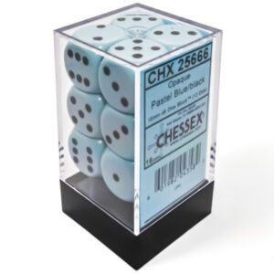 photo of Opaque Pastel Blue/Black 16mm d6 Dice Block