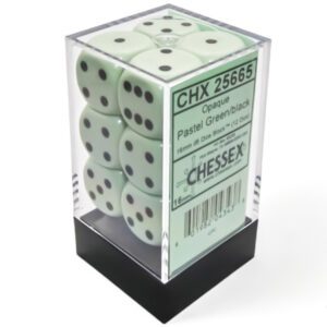 photo of Opaque Pastel Green/Black 16mm d6 Dice Block