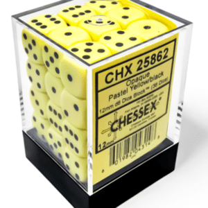 Opaque Pastel Yellow/Black 12mm d6 Dice Block