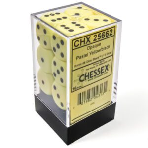 photo of Opaque Pastel Yellow/Black 16mm d6 Dice Block