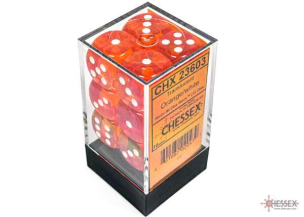 photo of Translucent Orange/White 16mm d6 Dice Block