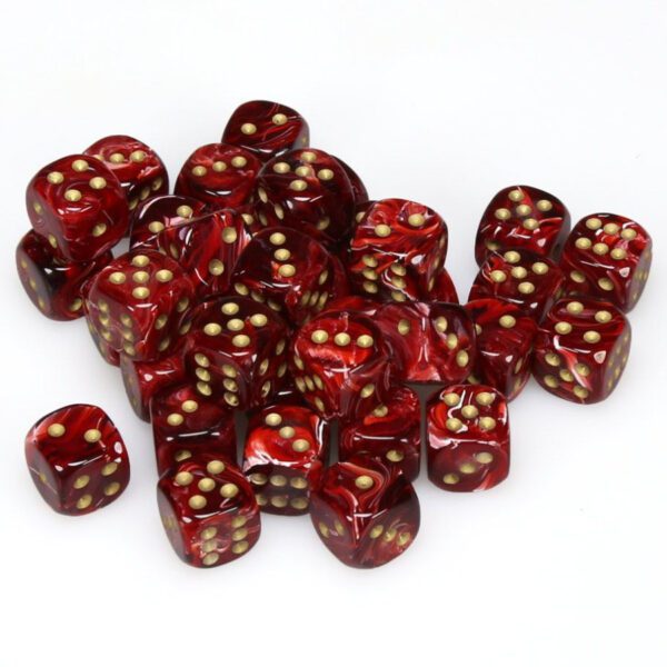 photo of Vortex Burgundy/Gold 12mm d6 Dice Pile