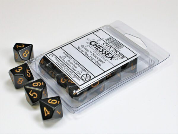 photo of Chessex: Opaque Black/Gold Set of Ten d10s