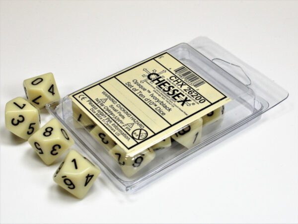 photo of Chessex: Opaque Ivory/Black Set of Ten d10s