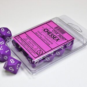 photo of Chessex: Opaque Purple/White Set of Ten d10s