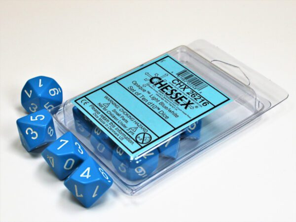 photo of Chessex: Opaque Light Blue/White Set of Ten d10s