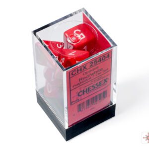 photo of Chessex: Opaque Red/White Polyhedral 7-Dice Set box