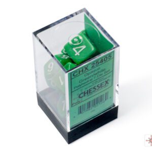 photo of Chessex: Opaque Green/White Polyhedral 7-Dice Set box