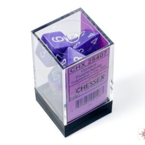 photo of Chessex: Opaque Purple/White Polyhedral 7-Dice Set box