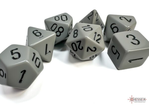 photo of Opaque Dark Grey/Black Polyhedral 7-Dice Set loose