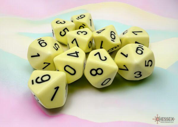 photo of Chessex: Opaque Pastel Yellow/Black Set of Ten d10s