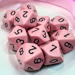 photo of Chessex: Opaque Pastel Pink/Black Set of Ten d10s