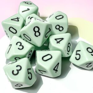 photo of Chessex: Opaque Pastel Green/Black Set of Ten d10s