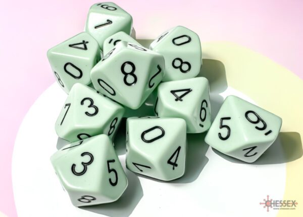 photo of Chessex: Opaque Pastel Green/Black Set of Ten d10s