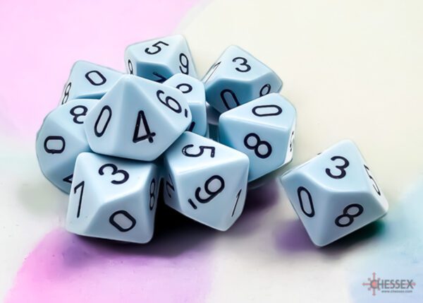 photo of Chessex: Opaque Pastel Blue/Black Set of Ten d10s