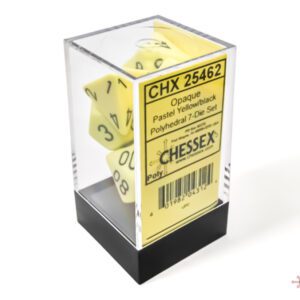 photo of Chessex: Opaque Pastel Yellow/Black Polyhedral 7-Dice Set box