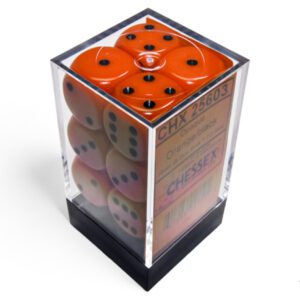 photo of Chessex: Opaque Orange/Black 16mm d6 Dice Block (12 dice) box