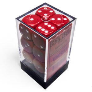 photo of Chessex: Opaque Red/White 16mm d6 Dice Block (12 dice) box