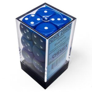 photo of Chessex: Opaque Blue/White 16mm d6 Dice Block (12 dice) box