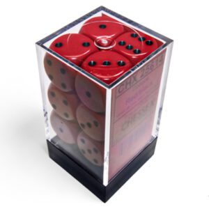 photo of Chessex: Opaque Red/Black 16mm d6 Dice Block (12 dice) box