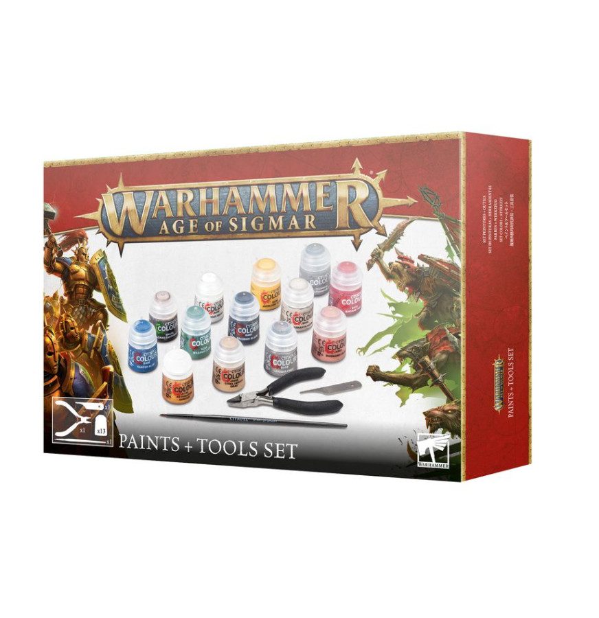 image of Warhammer Age of Sigmar: Paints + Tools Set 2024