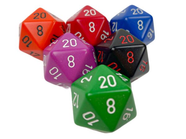 photo of several Chessex Opaque 34mm d20