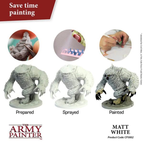 image of Army Painter Colour Primer: Matt White samples