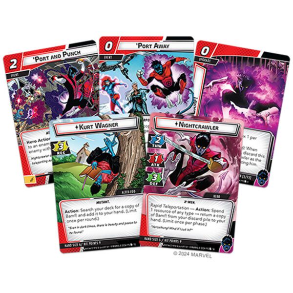 sample cards from Marvel Champions LCG: Nightcrawler