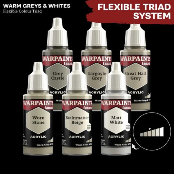 image of Army Painter Warpaints Fanatic: Great Hall Grey warm greys and whites flex triad