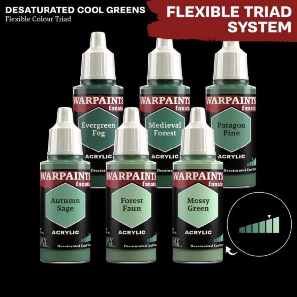 image of desaturated cool greens flex triad