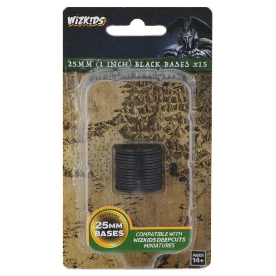 packeged image of WizKids Deep Cuts Unpainted Miniatures: Black 25mm Round Base