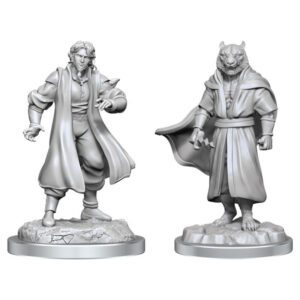 image of Critical Role Unpainted Miniatures: W03 Male Human Sorcerer Merchant & Tiger Demon minis