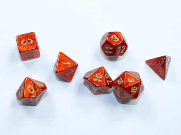 image of Chessex: Scarab Mini-hedral Scarlet/Gold 7-Die Set