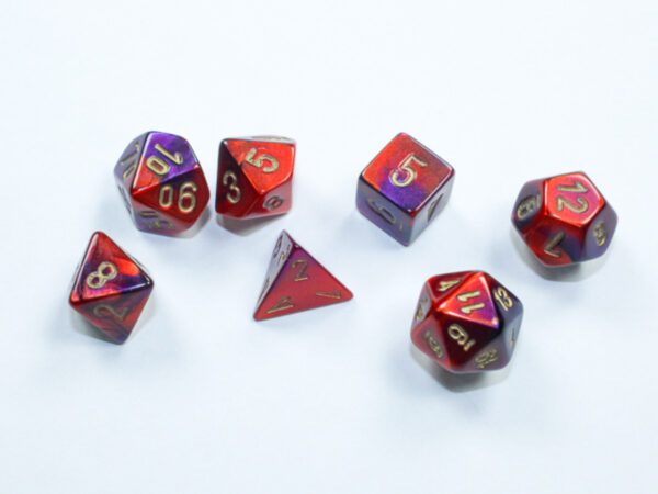 photo of Chessex: Gemini Mini-hedral Black-Purple/Gold 7-Die Set