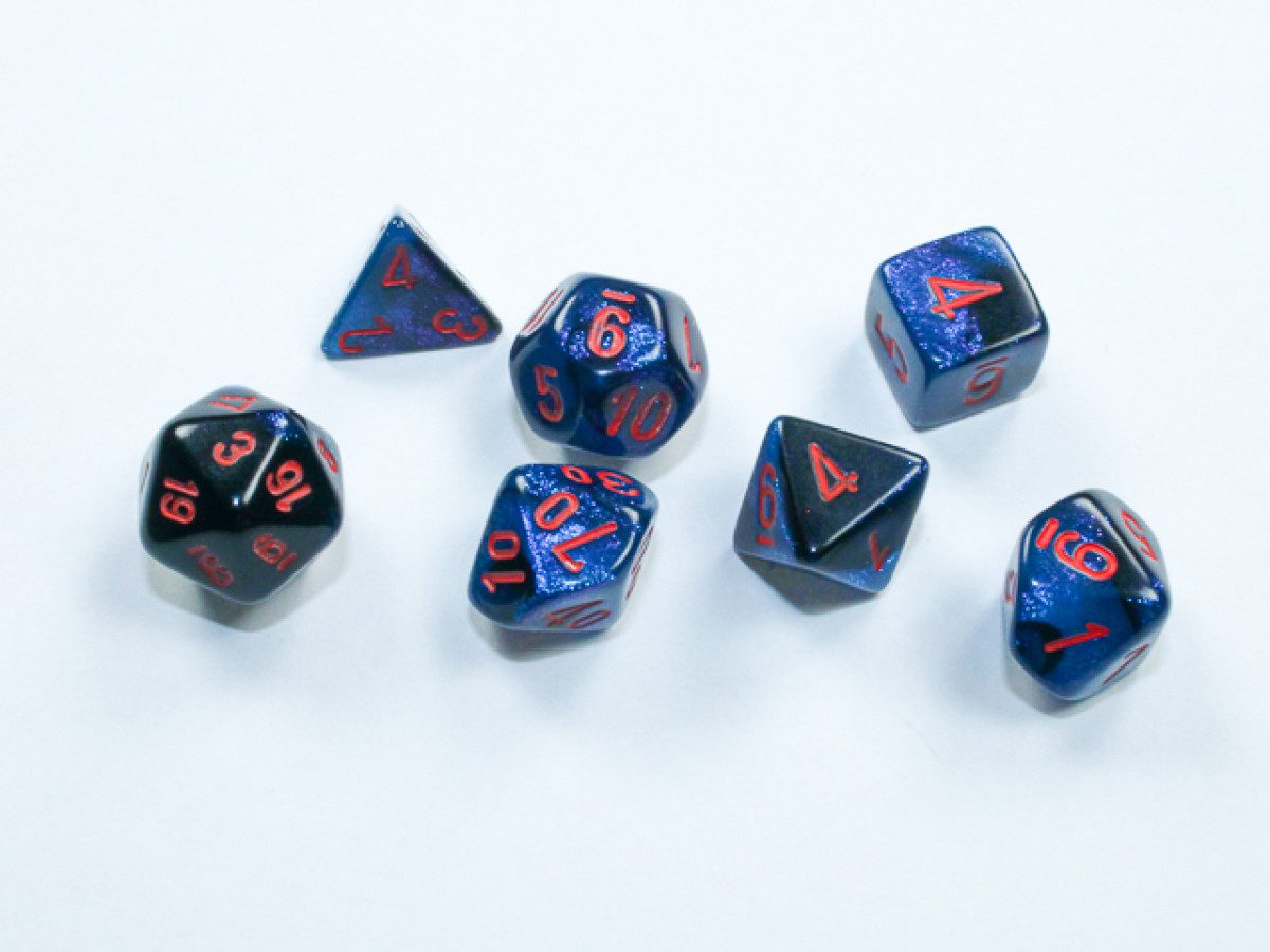 photo of Chessex: Gemini Mini-hedral Black-Starlight/Red 7-Die Set