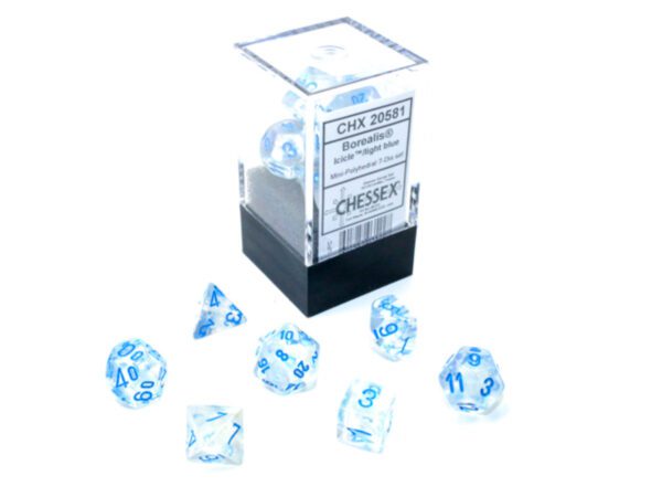 image of Chessex: Borealis Mini-hedral Icicle/light blue Luminary 7-Die