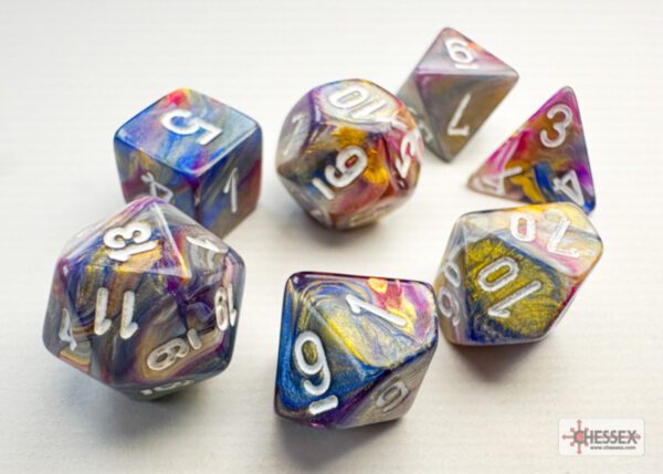 image of Chessex: Festive Mini-hedral Carousel/White 7-Die Set