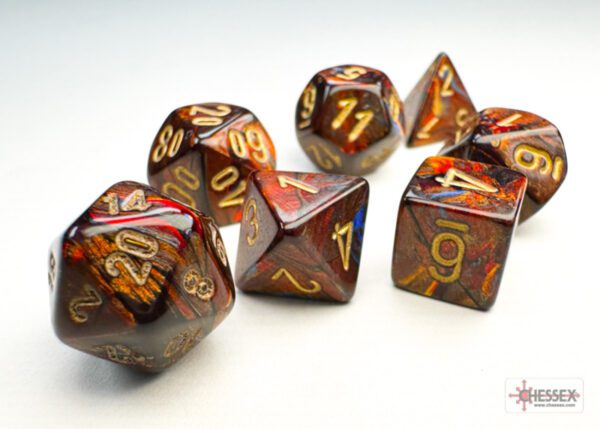 image of Chessex: Scarab Mini-hedral Blue Blood/Gold 7-Die Set