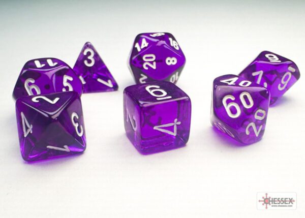 Chessex: Translucent Mini-hedral Purple/White 7-Die Set