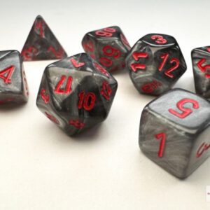 image of Chessex: Velvet Mini-hedral Black/red 7-Die Set