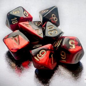 photo of Chessex: Gemini Mini-hedral Black-Red/Gold 7-Die Set