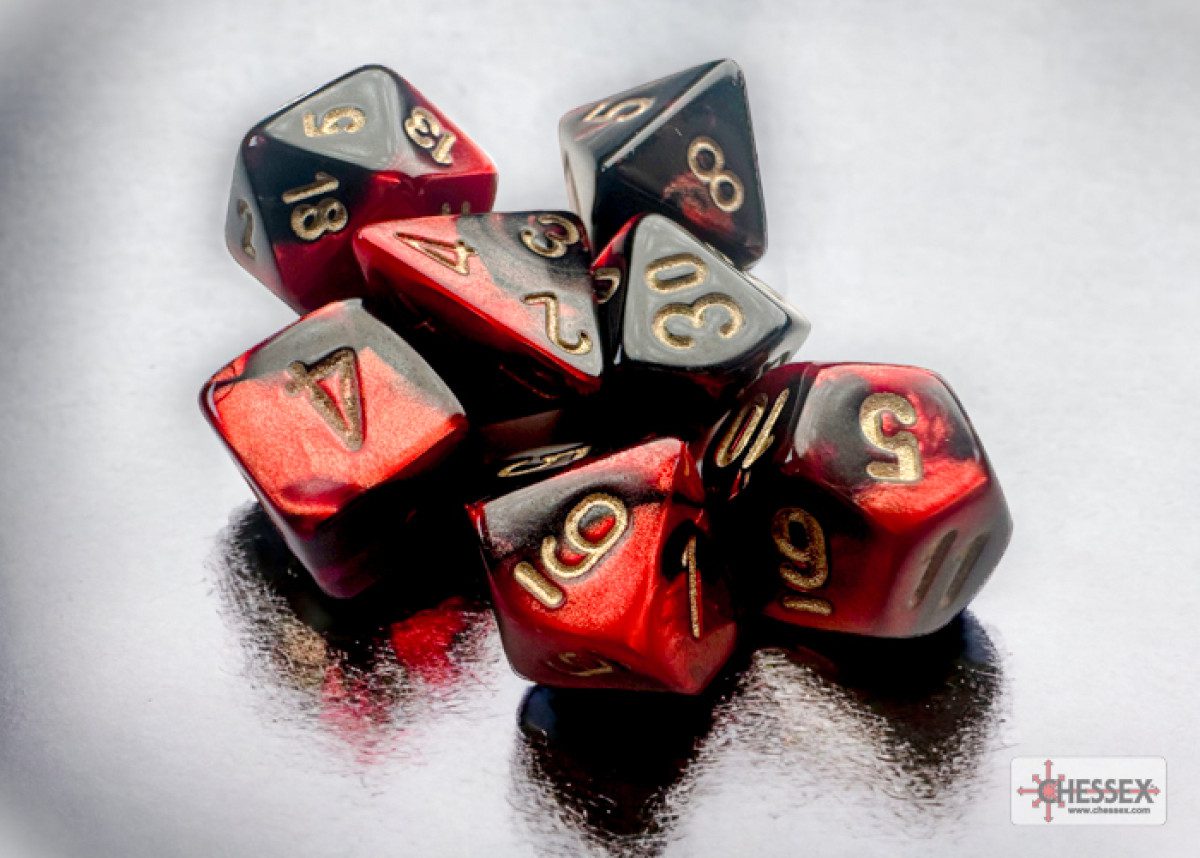 photo of Chessex: Gemini Mini-hedral Black-Red/Gold 7-Die Set